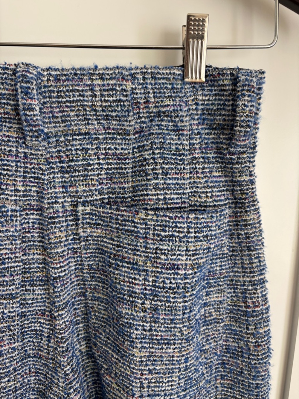 Maeve Anthropologie The Colette Tweed Crop Wide-Leg Pants Blue Sparkle Size 27 - Picture 6 of 13